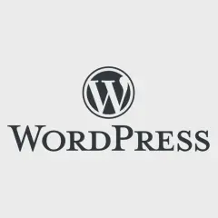 Logo WordPress z napisem WordPress.