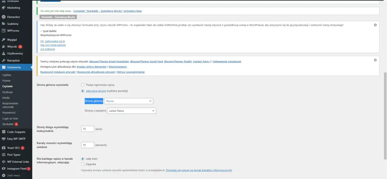 WordPress domyślna strona główna blog