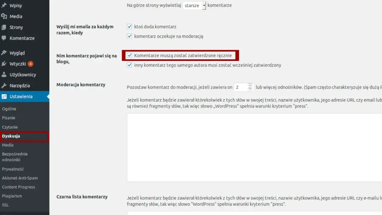 WordPress dlaczego wyłączyć komentarze spam moderacja