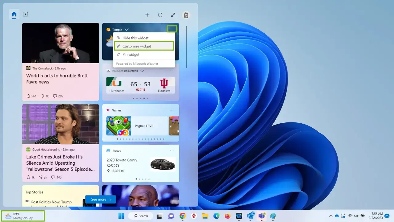 Ustawienia wyłączania widżet&oacute;w Windows 11