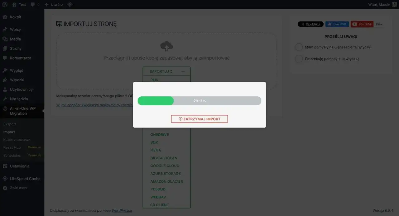 Backup WordPress pliki i baza danych
