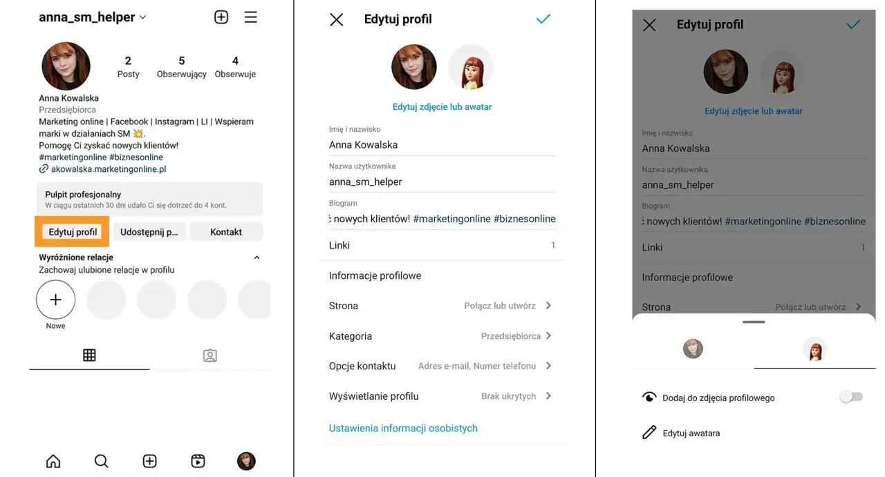 Kobieta z telefonem, uśmiechnięta, zrelaksowana, korzystająca z Instagrama w celach prywatnych