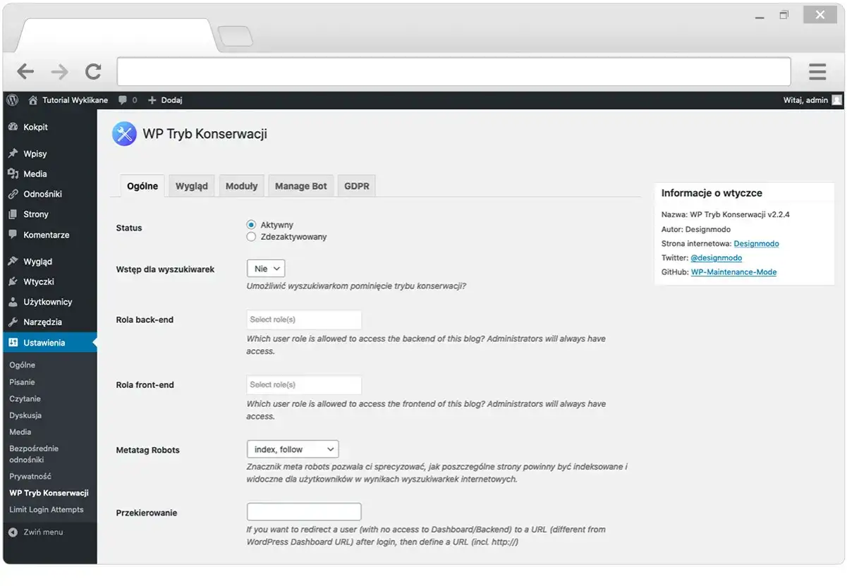 WordPress tryb konserwacji powody